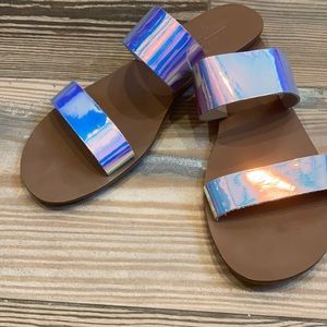JCrew sandals silver iridescent